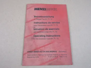MenziMuck EH T1 T2 Bagger Bedienungsanleitung 1979 Instructions Istruzioni