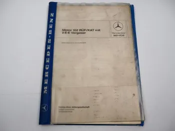 Mercedes 190 200 200T Motor 102 Vergaser Pierburg 2E-E Kundendiensthandbuch 1986