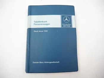Mercedes Benz 200 220 280 230 250 350 450 6.9 Tabellenbuch 1980 R107 116 123 126