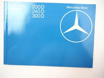 Mercedes Benz 200D 240D 300D W123D Bedienungsanleitung Betriebsanleitung 1982