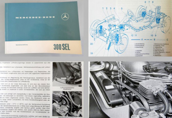 Mercedes Benz 300SEL W109 Betriebsanleitung Original 1966 mit M 186VII Motor