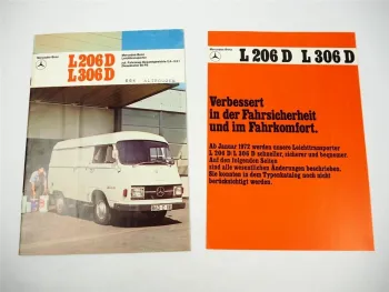 Mercedes Benz L206 L306 D Leichttransporter 2x Prospekt 1972