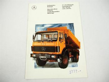 Mercedes Benz LKW Baustellenfahrzeuge 17t bis 19t 216PS bis 355PS Prospekt 1989