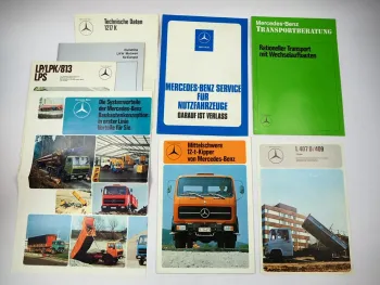 Mercedes Benz LKW Kipper Nutzfahrzeuge 8x Prospekt 1970er Jahre L407 1213K 1217K