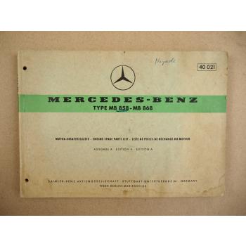 Mercedes Benz MB 858 868 Motor Ersatzteilliste Parts List 1966