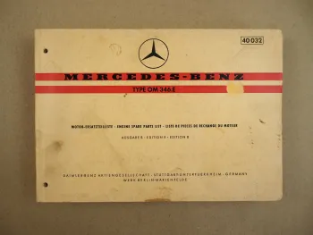 Mercedes Benz OM 346.E Motor Ersatzteilliste Parts List 1969