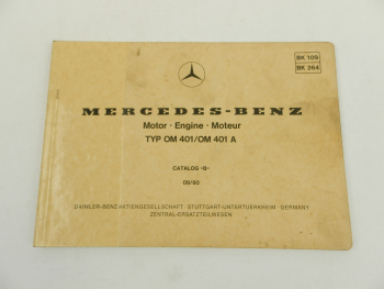 Mercedes Benz OM 401 401 A Motor Teile Bildkatalog Parts Catalog 1980