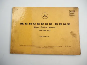 Mercedes Benz OM 352 Motor Bildkatalog Ersatzteilliste Spare Parts List 1977