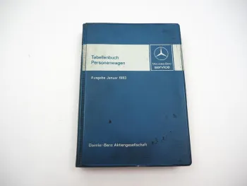 Mercedes Benz PKW 107 123 126 201 Tabellenbuch 1983 280SL 200D 280S 190E