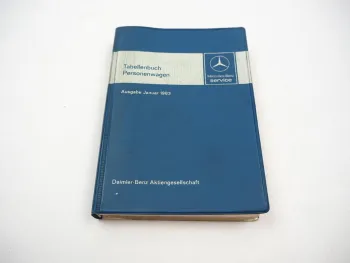 Mercedes Benz PKW 107 123 126 201 Tabellenbuch 1983 280SL 200D 280S 500SE 190E
