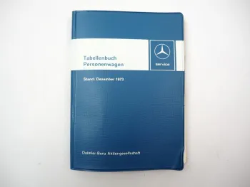 Mercedes Benz PKW 200 220 230 350SL 450SL 600 Tabellenbuch 1973 W114 W116