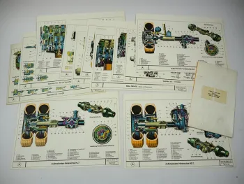 Mercedes Benz Schwere LKW Schnittbilder von Bauteilen Motor OM355 Achse Getriebe