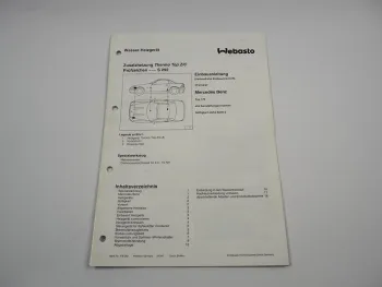 Mercedes Benz SLK-Reihe Typ 170 Einbauanleitung Webasto Thermo Top Z/C-B Heizung