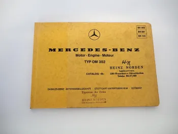 Mercedes Benz Typ OM 352 Motor Bildkatalog Ersatzteilekatalog 1976