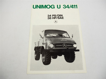 Mercedes Benz U34 411 Unimog 34 PS Prospekt m. technischen Daten 1973