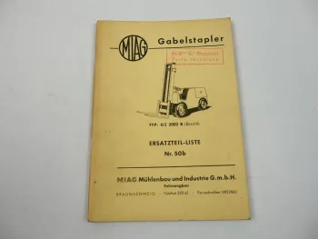 MIAG GS2002B Benzin Gabelstapler Ersatzteilliste 1960