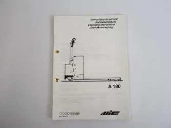 MIC A180 Hubwagen Betriebsanleitung Wartung Ersatzteilliste Stromlaufplan 1990