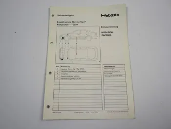 Mitsubishi Carisma Einbauanleitung Webasto Thermo Top T BW50 Heizung