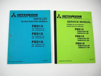 Mitsubishi FBS 13 15 18 Forklift Truck Parts List Service Manual TR2000 1994
