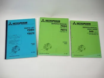 Mitsubishi FD 60 70 Forklift S6S Diesel Engine Service Manual Parts List 1994