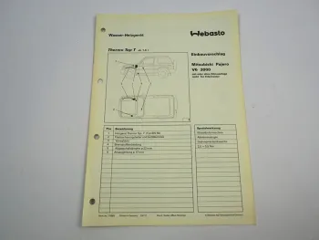 Mitsubishi Pajero V6 3000 Einbauanleitung Webasto Thermo Top T BW50 Heizung