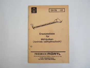 Mörtl ER79- HY Mähbalken Ersatzteilliste 1978