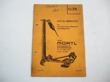 Mörtl Liste der Normalteile Hochleistungs Mähwerk Mähbalken Ersatzteilliste 1976