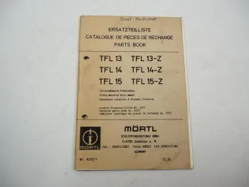 Mörtl TFL 13 14 15 Z Tellermähwerk Frontanbau Ersatzteilliste 1991