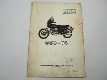 Moto Guzzi 850 T4 Motorrad Werkstatthandbuch Ergänzung Reparaturanleitung