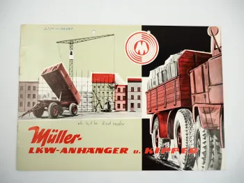 Müller LKW Anhänger Prospekt Mittelthal 1959 Mercedes LK 322