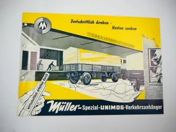 Müller Mitteltal LKW Spezial Anhänger für Unimog Prospekt 1961