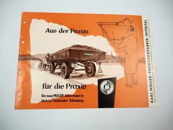 Müller Mitteltal SAW UAW KA KD Anhänger Kipper Ackerwagen Prospekt 1950er Jahre