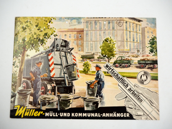Müller Müll Kommunal Anhänger Unimog Prospekt Mittelthal 1963