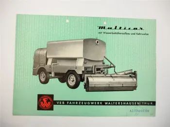 Multicar Typ P mit Wasserbehälter Aufbau und Kehrwalze Prospekt 1962