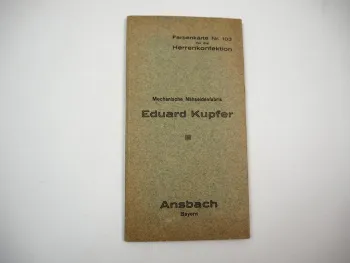 Musterkarte Farbenkarte Nähseide Eduard Kupfer Ansbach Bayern