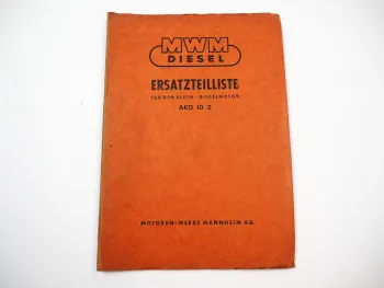 MWM AKD 10 Z Dieselmotor Ersatzteilliste Ersatzteilkatalog 1960