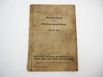 MWM KD13 KD215 Dieselmotor Betriebsanleitung Ersatzteilliste ca. 1940