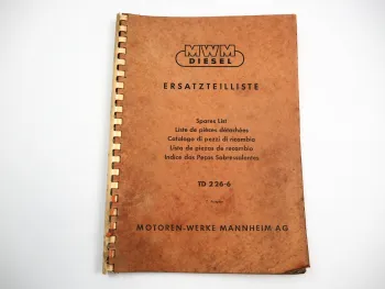 MWM TD226-6 Dieselmotor Ersatzteilliste Ersatzteilkatalog Spare Parts List 1974