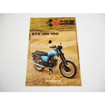 MZ ETZ 125 150 Motorrad Prospekt IFA Zschopau DDR 1986