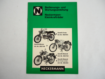 Neckermann Garelli Cross Monza Rekord Kleinkraftrad Bedienungsanleitung 1970