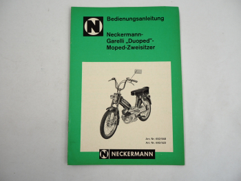 Neckermann Garelli Duoped Moped Zweisitzer Bedienungsanleitung 1972