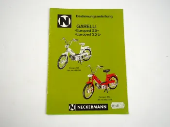 Neckermann Garelli Europed 25 / 25L Mofa Bedienungsanleitung 1974