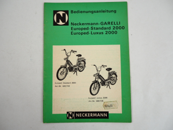 Neckermann Garelli Europed Standard Luxus 2000 Bedienungsanleitung 1972