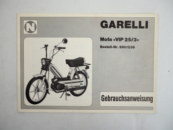 Neckermann Garelli Mofa VIP 25/3 Bedienungsanleitung 1983