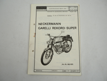 Neckermann Garelli Rekord Super Bj 1972 Ersatzteilliste