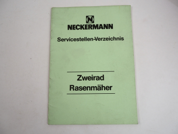 Neckermann Servicestellen Verzeichnis Zweirad Fahrzeuge Rasenmäher 1983