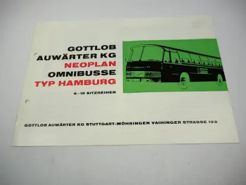 Neoplan Omnibus Typ Hamburg Prospekt Technische Daten Bauprogramm 1965