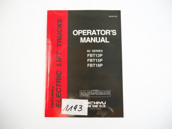 Nichiyu FBT 13P 15P 18P Electric Forklift Truck Operators Manual 1998