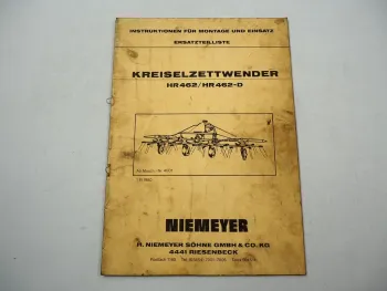 Niemeyer HR462 D Kreiselzettwender Betriebsanleitung Ersatzteilliste 1980