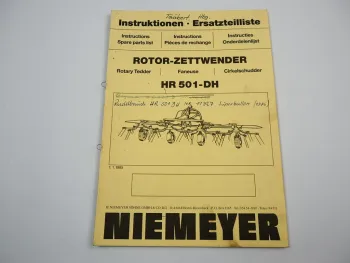 Niemeyer HR501 DH Rotor Zettwender Betriebsanleitung Ersatzteilliste 1985